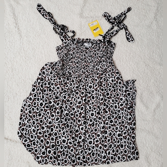 Dvf for Target Women's Smocked Tie Strap Neutral Poppy Midi Dress - Picture 7 of 13